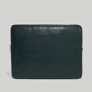 Madewell The Leather Laptop Case Dark Green/Black OS